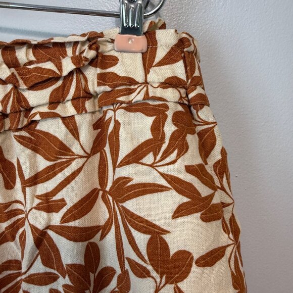 Eloquii Womens Plus Size 20 Wide Leg Pants Brown Tan Leaf Print Pull-On Style - Picture 2 of 7